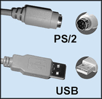 PS2 and USB connectors